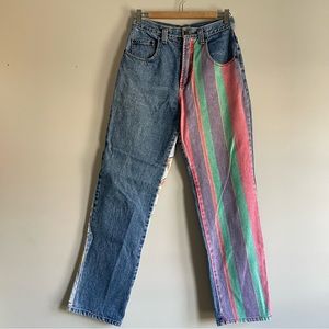 Vintage Women’s Asymmetrical Patterned Jeans
